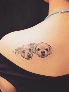 处在不同部位的小狗狗纹身图案