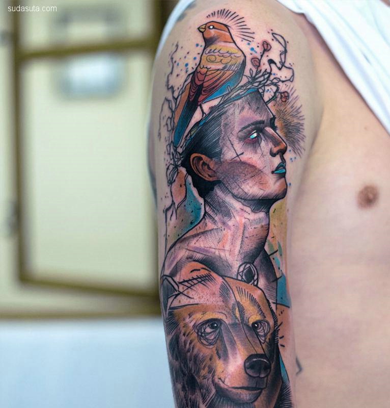 点击大图看下一张：两款花臂纹身图案个性非凡