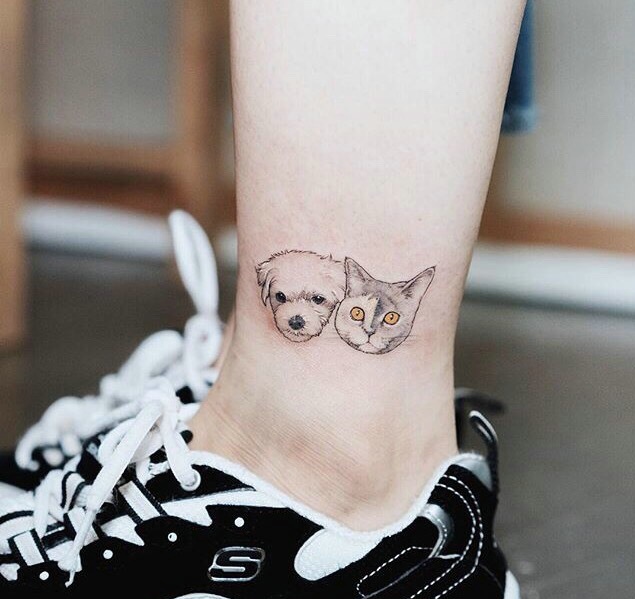 点击大图看下一张：一组小腿部小图案纹身刺青很简单