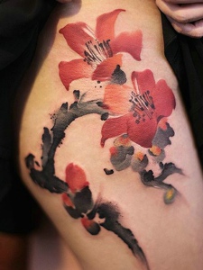 臀部最好的中国风水墨纹身图案