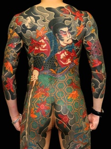 几款日式传统满背彩色纹身图案