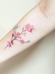 手腕小清新唯美花朵纹身图案