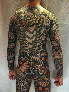 一组日式彩色满背图腾纹身图案