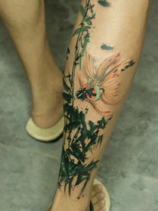 包小腿两款水彩个性图腾纹身刺青