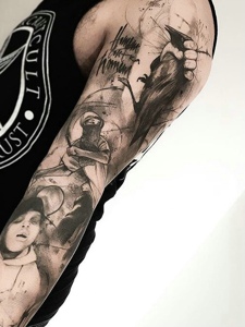 一组有趣的手臂水墨图腾纹身图案