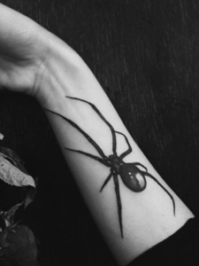 手臂3d蜘蛛纹身图案个性十足