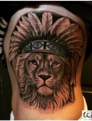 时尚个性的印第安狮子纹身图案
