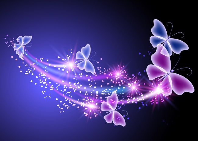 点击大图看下一张：紫色梦幻炫彩蝴蝶图片素材