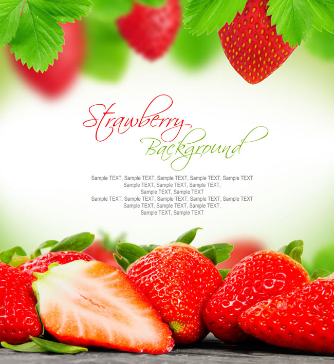 点击大图看下一张：唯美红色草莓背景图片