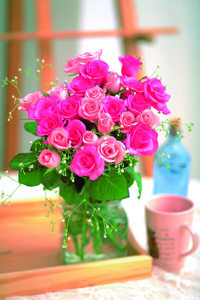 点击大图看下一张：高清玫瑰花花束图片