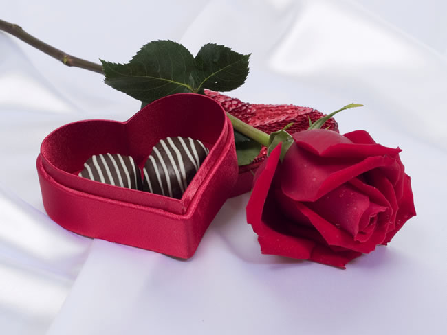 点击大图看下一张：玫瑰花与巧克力图片