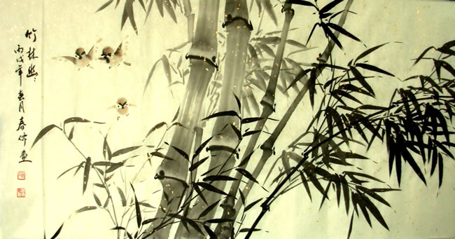 点击大图看下一张：竹子水墨画图片