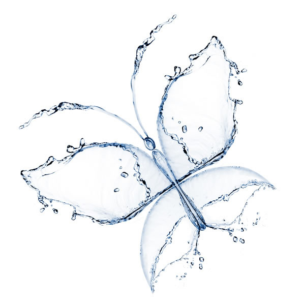 点击大图看下一张：创意水组成的蝴蝶图案高清图片
