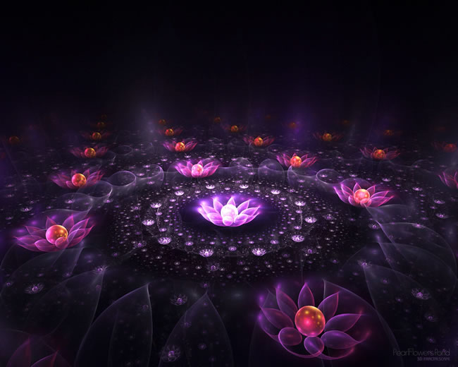 点击大图看下一张：3D紫色莲花背景图片