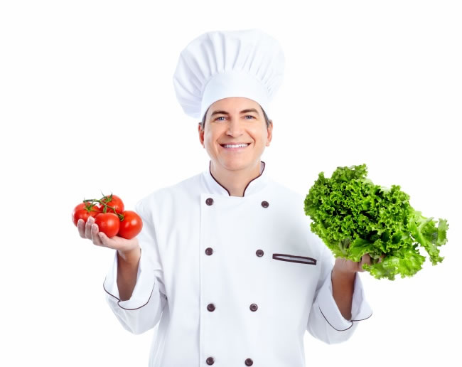 点击大图看下一张：青菜番茄厨师高清图片