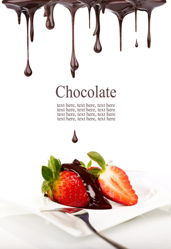 点击大图看下一张：草莓和巧克力高清图片素材