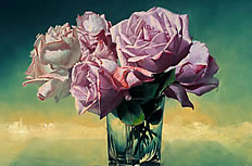 淡紫色玫瑰花插花图片