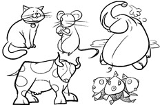 猫,老鼠,大象,奶牛动物简笔画图片