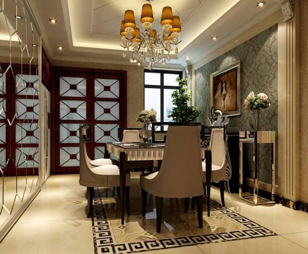 点击大图看下一张：新古典古典新古典风格古典风格餐厅装修效果展示