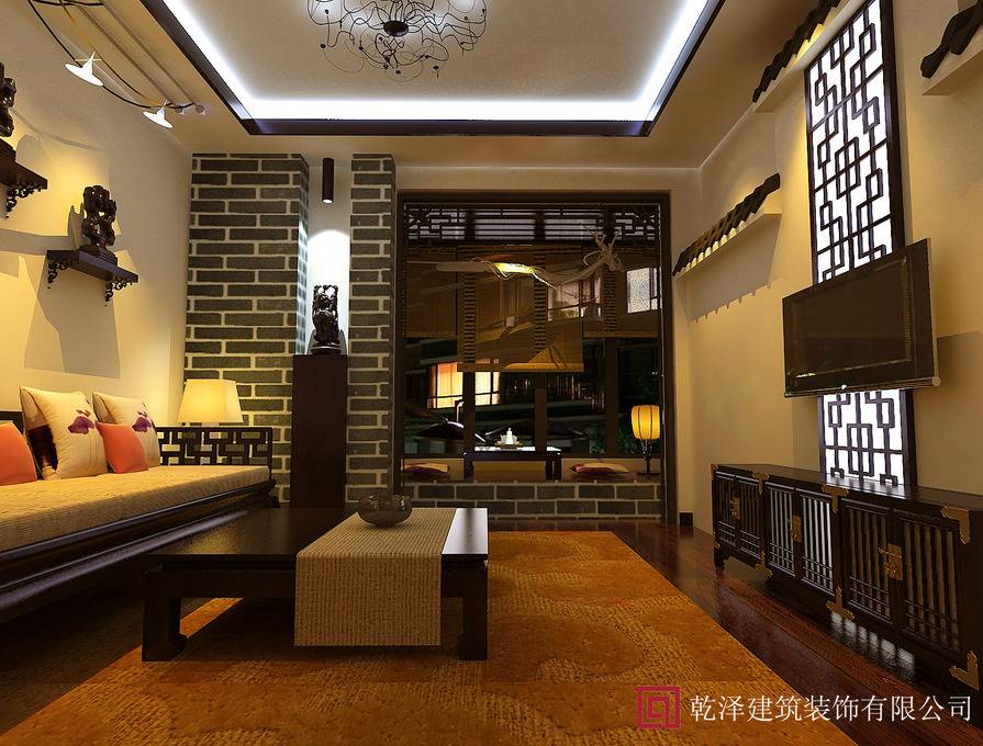点击大图看下一张：中式客厅设计方案