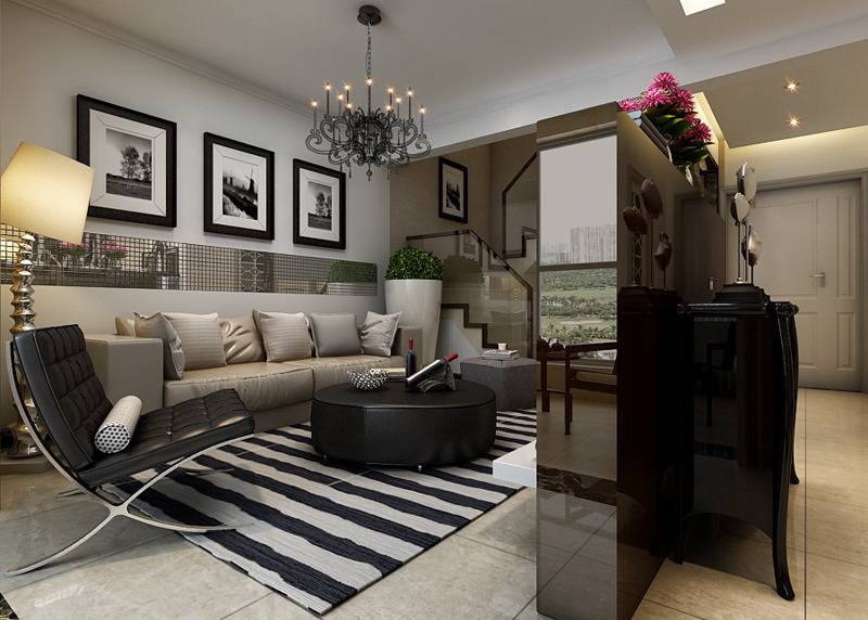 点击大图看下一张：现代客厅沙发茶几设计案例