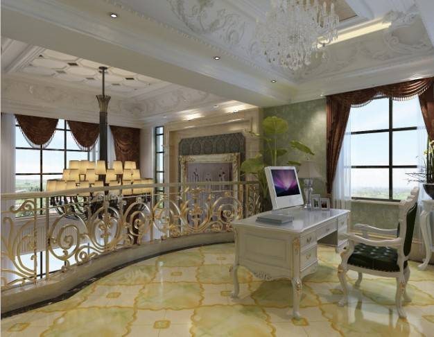 点击大图看下一张:法式法式风格书房设计方案