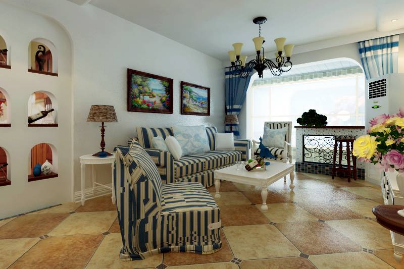 点击大图看下一张：地中海客厅沙发设计案例