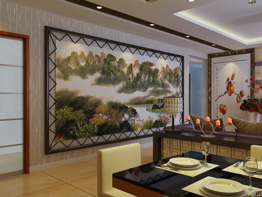 点击大图看下一张：中式客厅案例展示