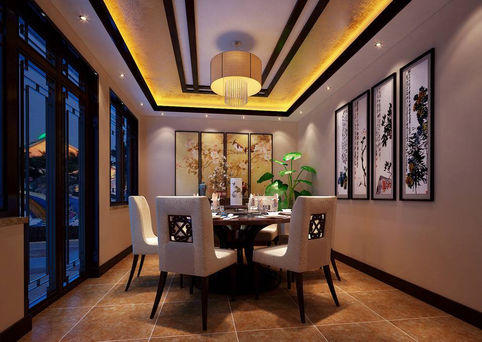 点击大图看下一张：中式中式风格新中式餐厅设计方案