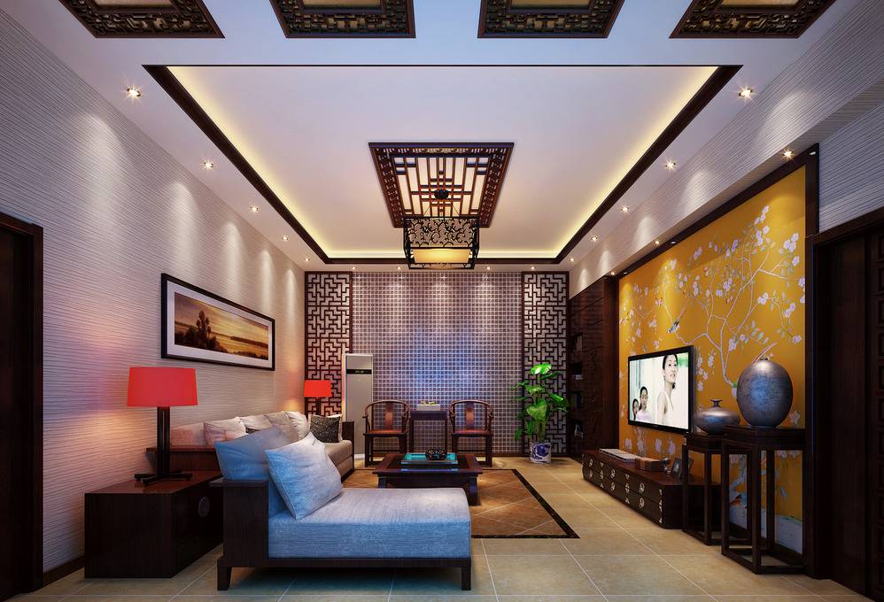 点击大图看下一张：中式中式风格新中式客厅装修图