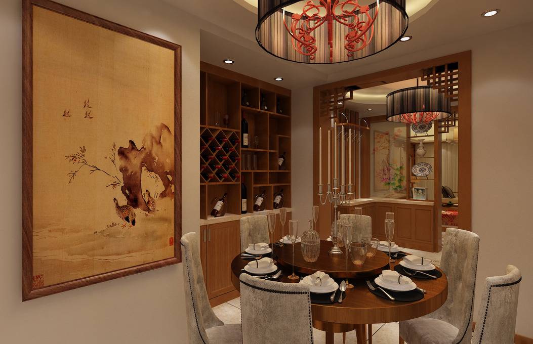 点击大图看下一张：中式餐厅装修案例