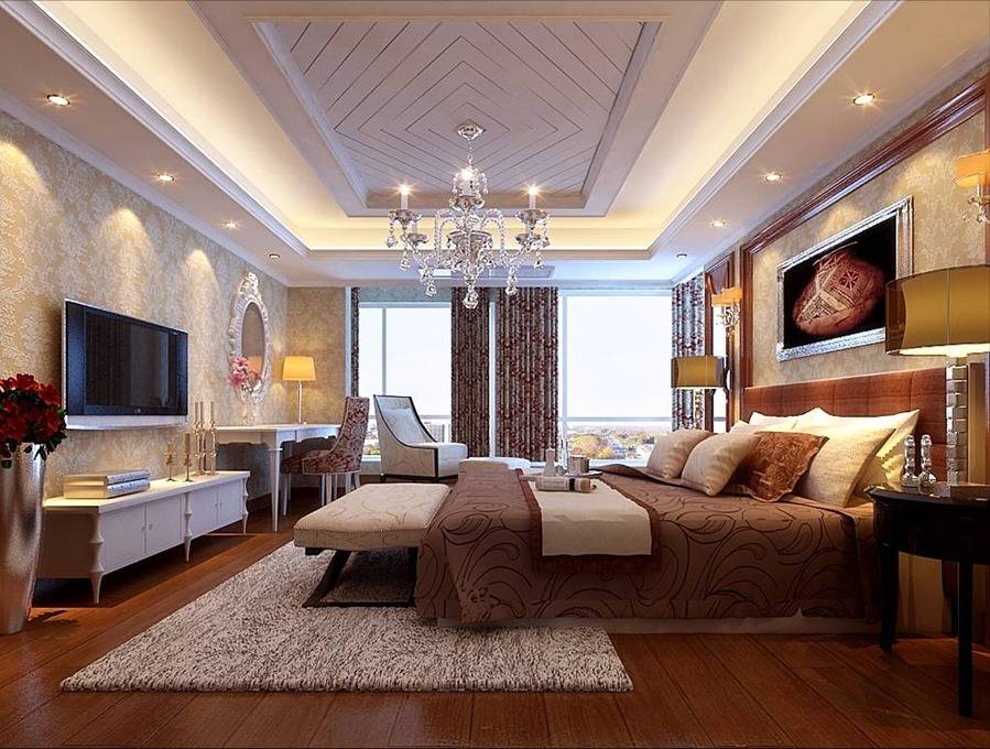 点击大图看下一张：新古典古典新古典风格古典风格卧室装修效果展示