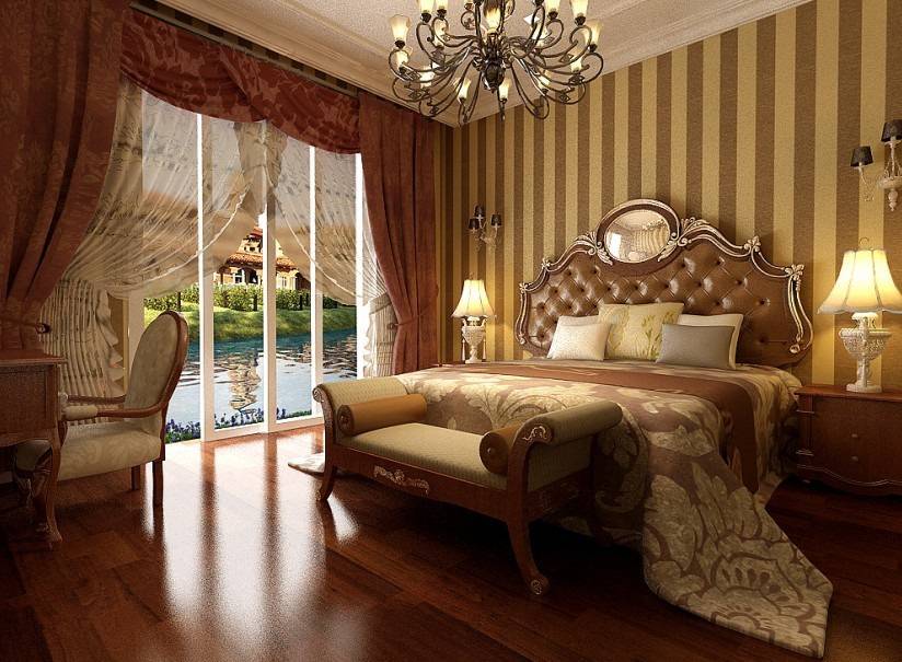 点击大图看下一张：欧式卧室吊顶窗帘设计方案