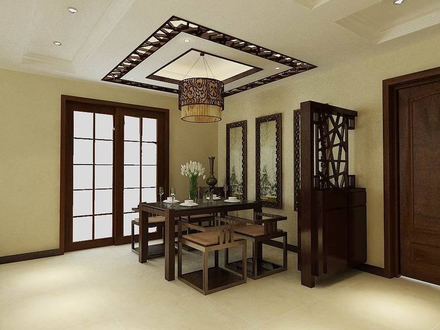 点击大图看下一张：中式中式风格餐厅吊顶图片
