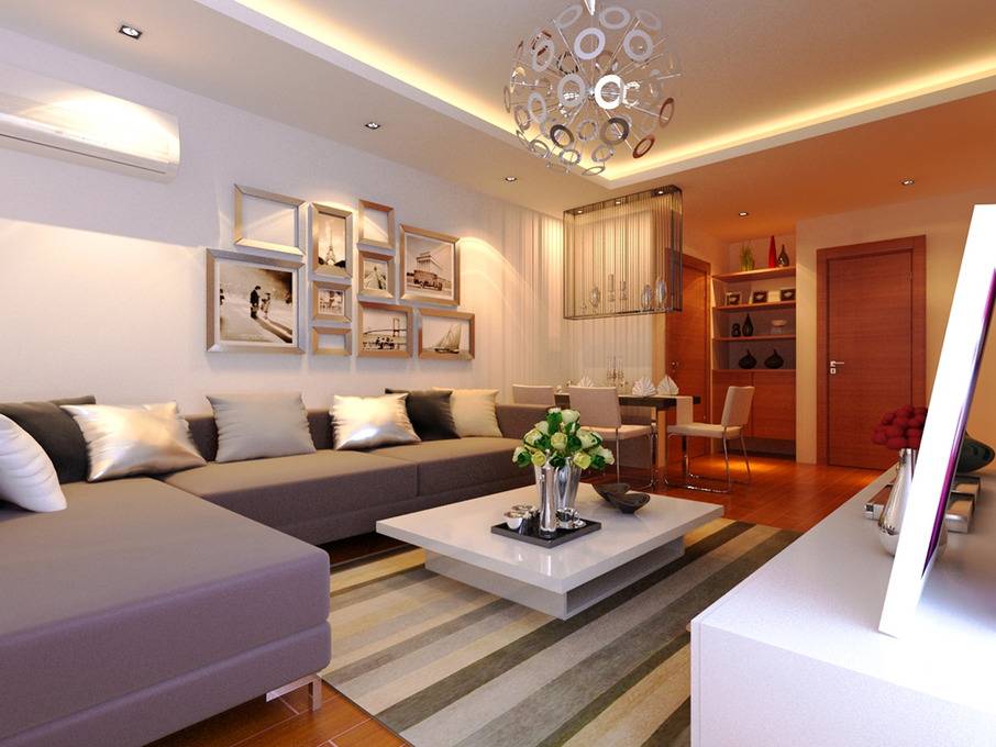 点击大图看下一张：现代简约客厅沙发装修案例