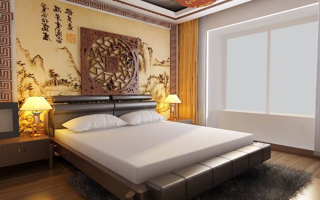 点击大图看下一张：中式中式风格卧室三居设计方案