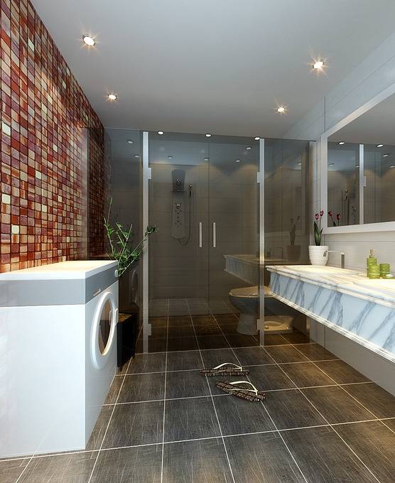 点击大图看下一张：现代简约浴室淋浴房设计方案