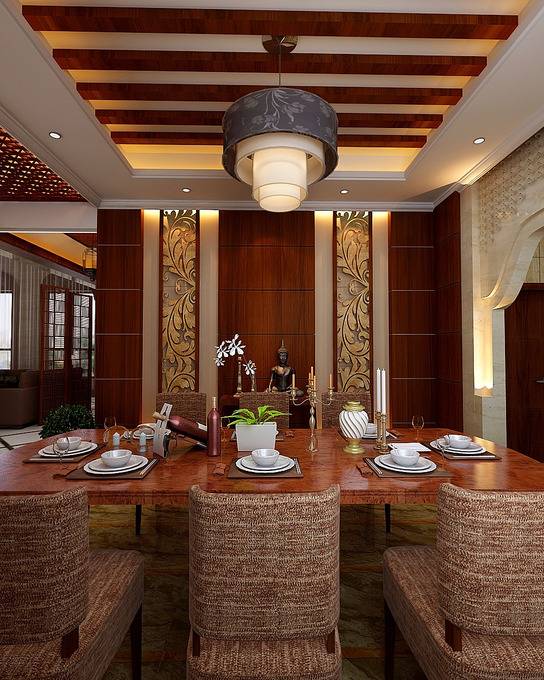 点击大图看下一张：中式中式风格新中式餐厅设计案例