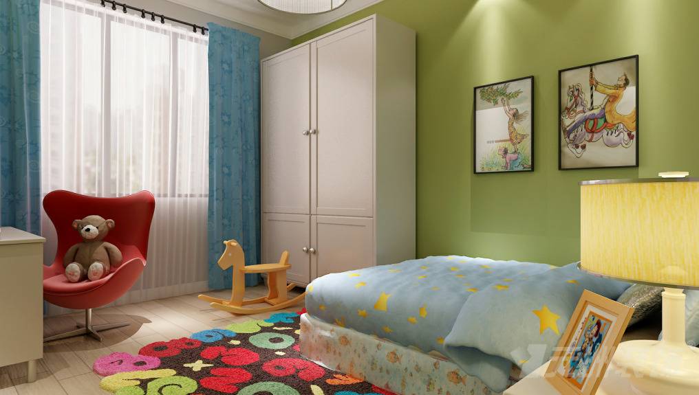 点击大图看下一张：现代儿童房窗帘装修案例