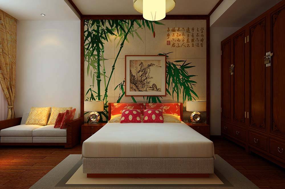 点击大图看下一张：中式中式风格卧室效果图