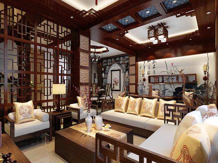 点击大图看下一张：中式客厅装修图