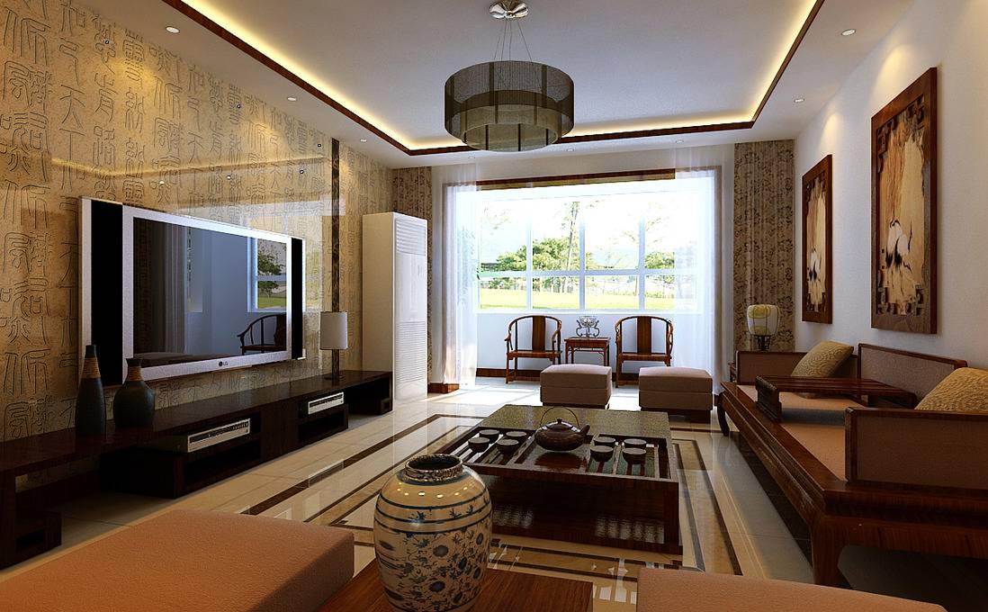 点击大图看下一张：中式客厅沙发案例展示