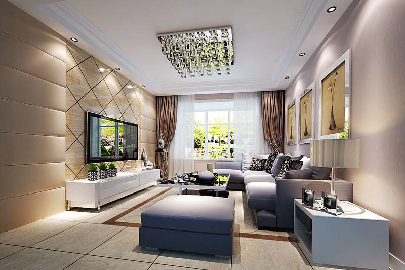 点击大图看下一张:现代现代风格客厅吊顶电视背景墙设计案例展示