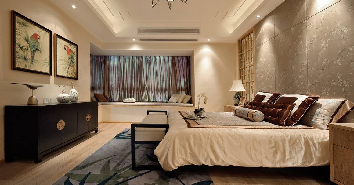 点击大图看下一张：中式中式风格新中式卧室设计图