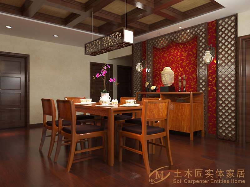 点击大图看下一张：中式中式风格新中式餐厅效果图