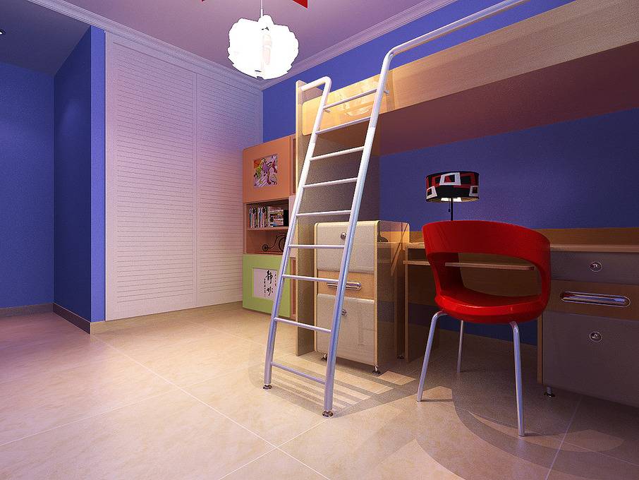 点击大图看下一张：现代儿童房吊顶设计案例
