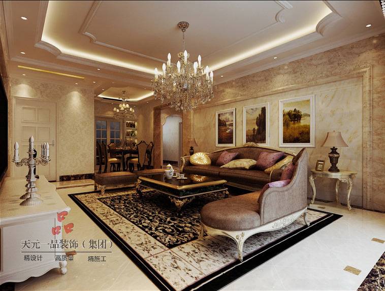 点击大图看下一张：欧式欧式风格客厅背景墙沙发客厅沙发设计方案