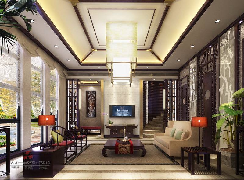 点击大图看下一张：中式中式风格客厅装修案例
