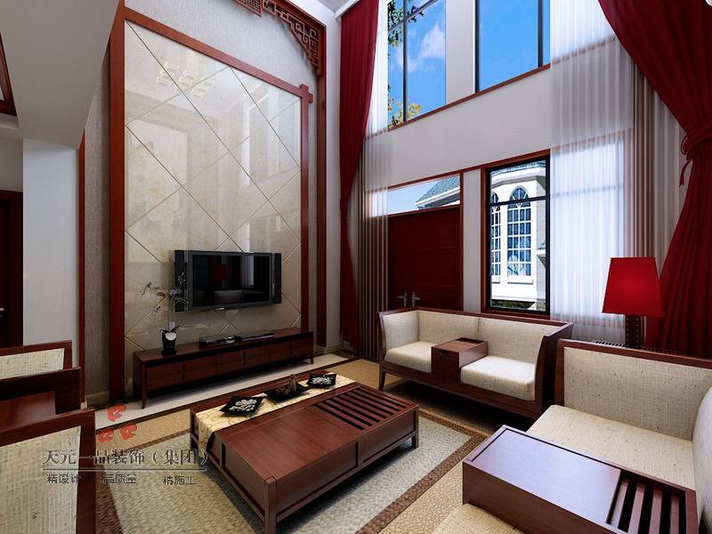 点击大图看下一张：中式中式风格客厅背景墙电视背景墙设计方案