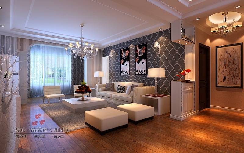 点击大图看下一张：现代现代风格客厅背景墙沙发客厅沙发装修效果展示
